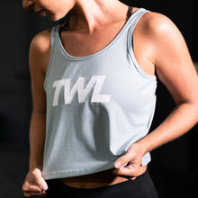 Load image into Gallery viewer, TWL - Women's Cropped Spirit Tank - POWDER BLUE/WHITE