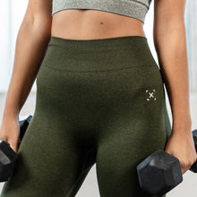 Load image into Gallery viewer, The WOD Life - Women's Endure Seamless Tights - Dark Olive Marl/Stone Marle