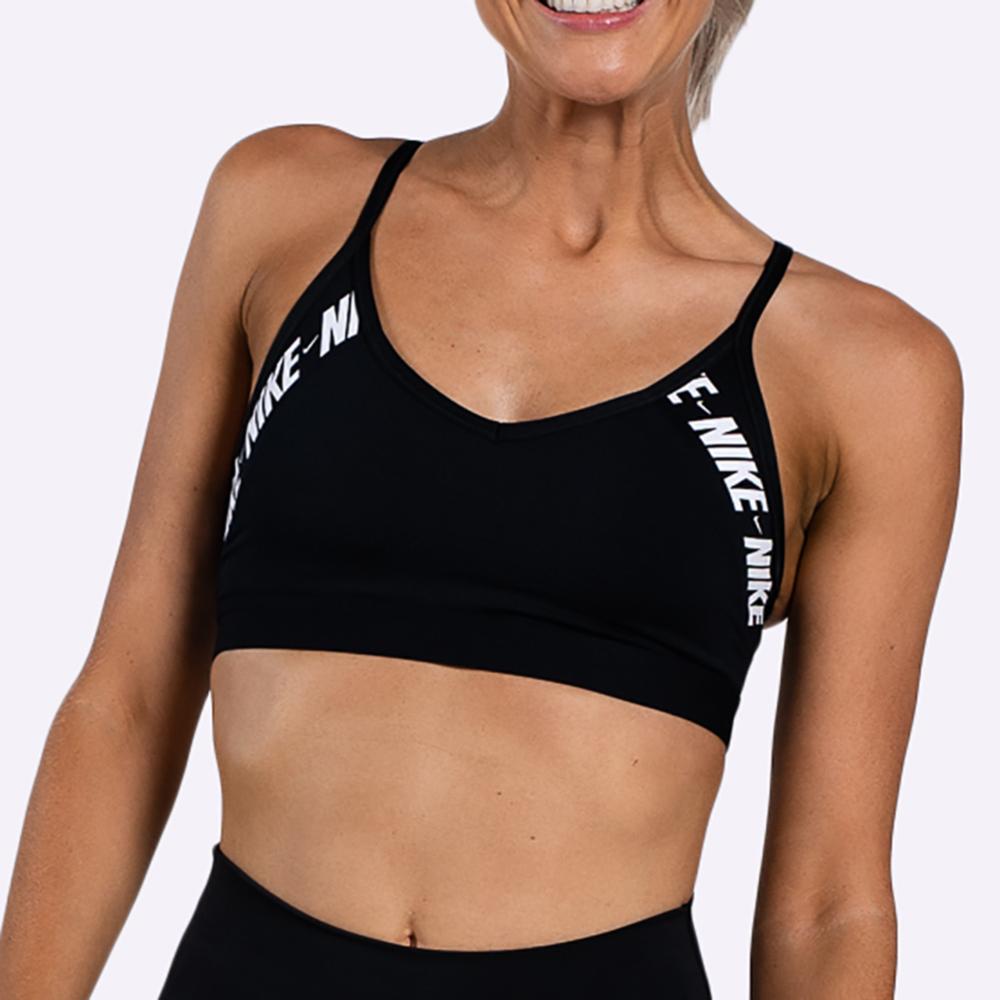 Nike - Indy Women's Light-Support Logo Sports Bra - BLACK/WHITE