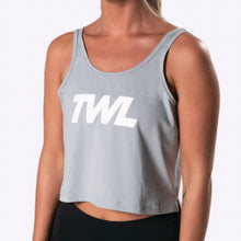 Load image into Gallery viewer, TWL - Women's Cropped Spirit Tank - POWDER BLUE/WHITE
