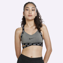 Load image into Gallery viewer, Nike Indy - Women&#39;s Light Support Logo Sports Bra - Carbon Heather/Black/White/Black

